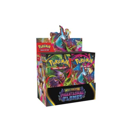 Discover the Pokémon TCG: Mega Evolution Phantasmal Flames - Booster Display CDU! Contains 36 booster packs featuring Mega Heracross ex, Mega Lopunny ex, and more. Perfect for expanding your collection—ignite your spirit of battle today!