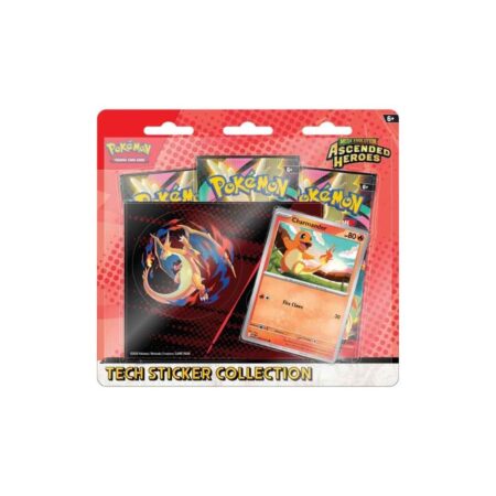 Explore the Pokémon TCG: Mega Evolution Ascended Heroes - Tech Sticker Collection! Includes a foil promo card (Charmander or Gastly), tech stickers, and three booster packs from the Mega Evolution expansion. Perfect for collectors and fans—get yours today!